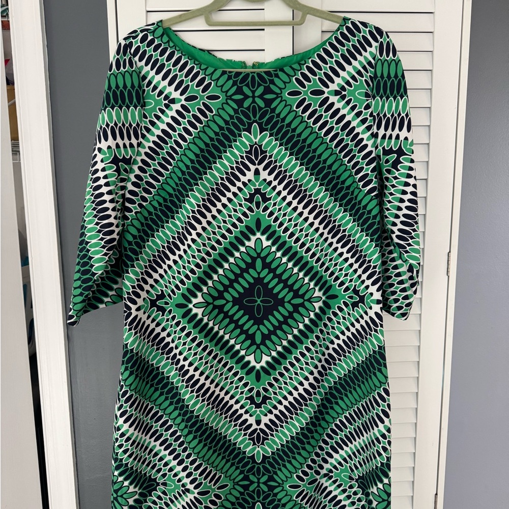 Banana Republic Green and Black Long Sleeve Dress